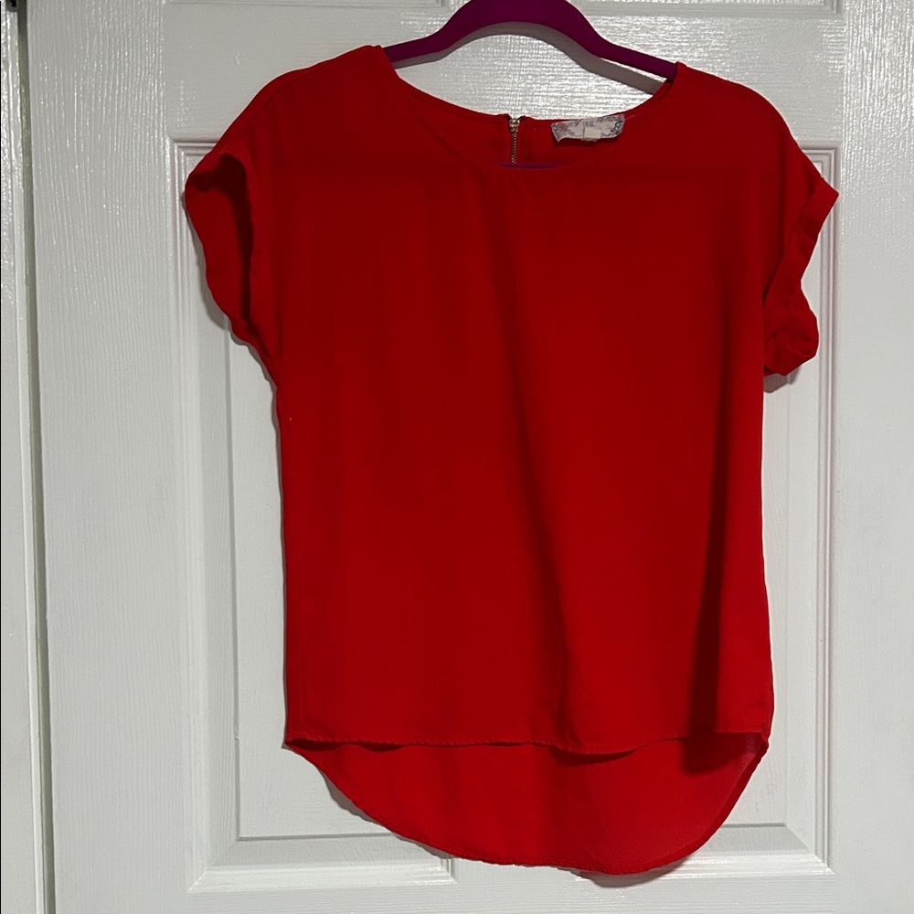 Pink Rose Classic Red Blouse